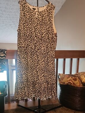 Talbots Cream and Black Leopard Sleeveless Mini Dress